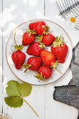 Fresh strawberries on a dish