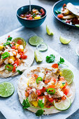 Fish tacos with pineapple and pico de gallo