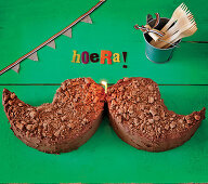 Moustache shaped birthday cake