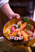 A sushi sashimi platter in 'Matsumi', a Japanese restaurant in Hamburg