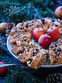 An apple and almond wreath for Christmas