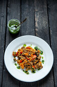 Pumpkin and buckwheat risotto with wild mushrooms and parsley oil