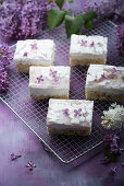 Lilac cake with cream and lilac jelly