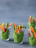 Vegetable sticks with a mint dip