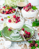 Coconut mousse with vanilla sponge and berries