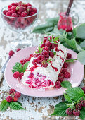 Raspberry meringue roll