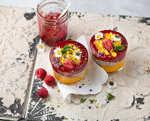 Chia pudding with fruit sauce