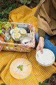 Picknick mit Cupcakes, Wraps und Kuchen