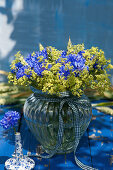 Bouquet of cornflowers and lady's mantle