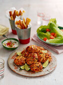 Salmon fishcakes with tomato red pepper tartar sauce