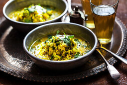 Indian dal with spinach, coconut oil, courgette and ginger