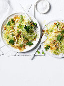 Cabbage and sprout slaw with oyster mushrooms