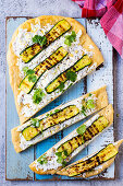 Barbecued flatbread with courgette