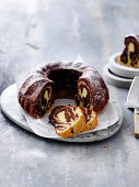 Chocolate orange 'tiger' bundt cake