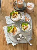Coconut milk rice with fruit salad