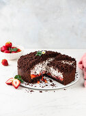 Mole cake with strawberries