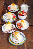 Semifreddo with mocha sauce and strawberries