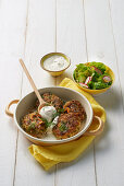 Courgette boulettes with sour cream