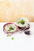 Buttermilk soup with radishes and blueberries