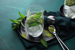 Matcha ice cream on the rocks