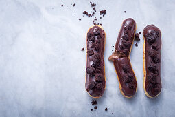 Eclairs with chocolate cream