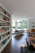 Bookcase in open-plan interior