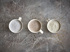 Three different milk-replacement plant-based drinks in a frothing test