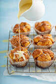 Cinnamon roll pull apart muffins with cream cheese glaze