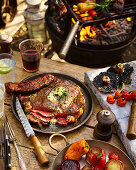 BBQ steak with vegetables