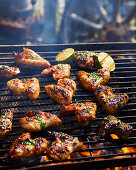 Sweet chilli chicken wings on BBQ