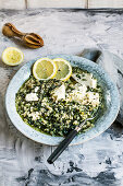 Spanakorizo (Greek rice with spinach and feta)