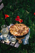 Rhubarb pie and poppies
