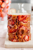 Strawberry vanilla pound cake lightly glazed