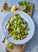 Italian broad bean salad with celery and Parmesan cheese