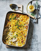 Chicken, chive and creme fraiche mac and cheese