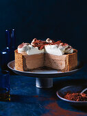 Mocha fudge cheesecake with chocolate mousse