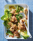 Butterflied chicken with anchovy and pecorina dressing