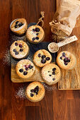 'Financier' almond muffins with blueberries