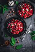 Beetroot pappardelle with sage and hazelnut butter and goat cheese