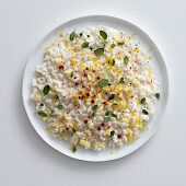 Lemon risotto with pink pepper