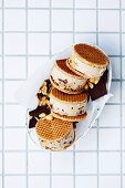 Vegan chunky monkey ice-cream sandwich