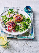 Beetroot frittatas with mixed herb salad