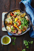 Chargrilled capsicum and couscous salad with jalapeno dressing