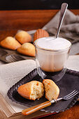 French Madeleines with a cafe latte