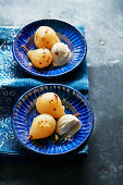 Korean spiced gingered poached pears