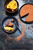 Vegan orange and chocolate cream cake