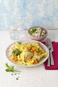 Maultaschen in curry sauce