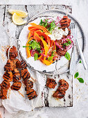 Lamb Skewers with Middle Eastern Carrot Salad