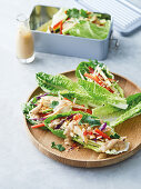 Chicken satay lettuce cups