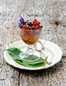 Wild berry salad in a glass